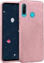 Huawei P30 Lite & P30 Lite (New Edition) Hoesje - Glitter Back Cover - Roze