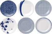 Royal Doulton Pacific - Ontbijtborden Porselein - Wit / Blauw - ⌀ 23 cm - Set van 6 Borden