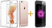 Apple iPhone 6 / 6s - Coque rigide avec étui transparent en silicone TPU + protection d'écran en verre trempé - Protection à 360 degrés