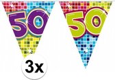 3x Mini vlaggenlijn / slinger - verjaardag 50  jaar - 300 cm