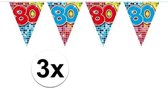 3x Mini vlaggenlijn / slinger - verjaardag 80  jaar - 300 cm