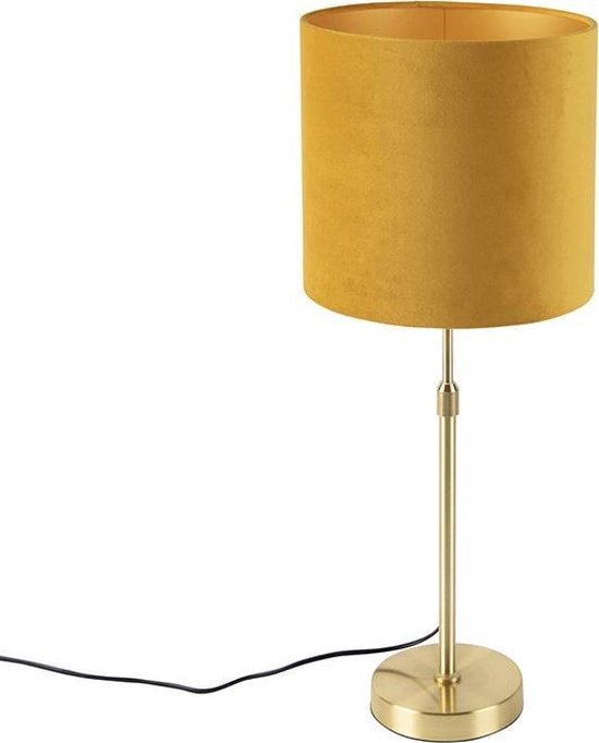 QAZQA parte - Lampe de table avec abat-jour - 1 lumière - H 740 mm - Jaune