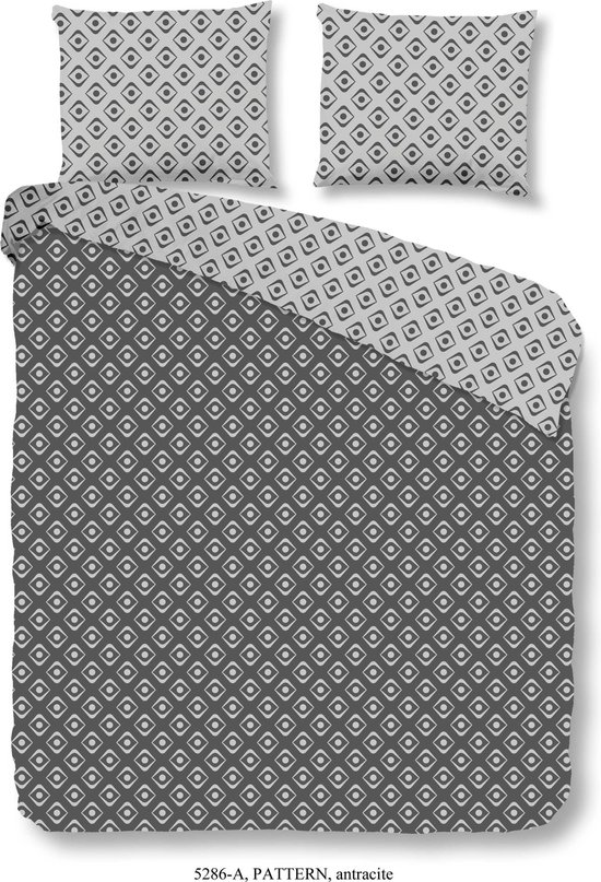Good Morning 5286-A wieber patroon - dekbedovertrek - lits jumeaux - 240x200/220 cm  - katoen - antraciet grijs