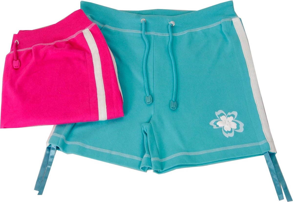 Meisjes short per twee stuks, kleur Capri en Fuchsia KBM59050B Maat 152