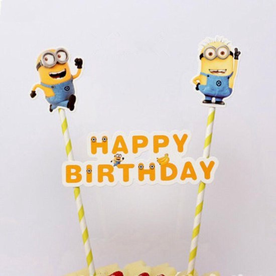 Happy Birthday Taart topper Minions - Taart decoratie verjaardag |