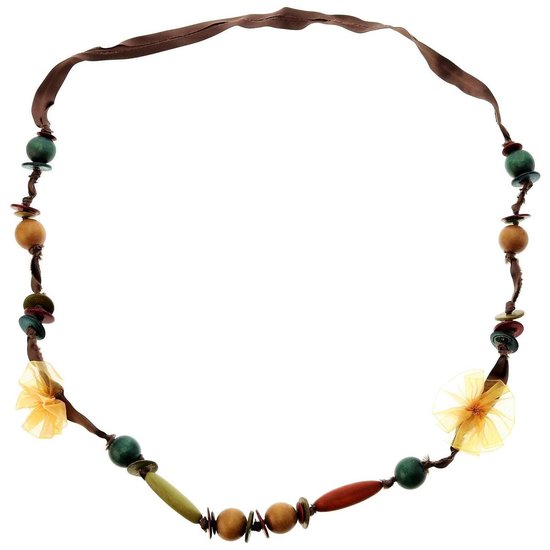 Collier long ruban avec perles en bois multicolores | bol.com
