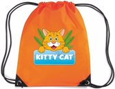 Kitty Cat katten rijgkoord rugtas / gymtas - oranje - 11 liter - voor kinderen
