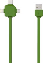 Allocacoc 3 en 1 - MicroUSB - USB-C - Lightning - câble de charge - Vert - Câble de 1,5 mètre - Câble de charge - Data Sync & Transfer