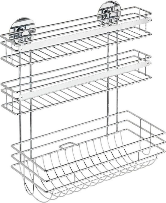 WENKO chroom draadrekje voor 2 folierollen plus keukenrol, ideaal voor in uw keuken.