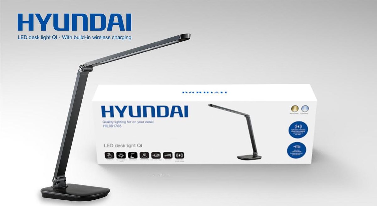 straal donderdag Zeeziekte Hyundai - LED Bureaulamp - Ingebouwde draadloze oplader | bol.com