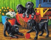 Diamond Painting Crystal Art Kit ® Black Labrador Pups, 40x50 cm, full painting