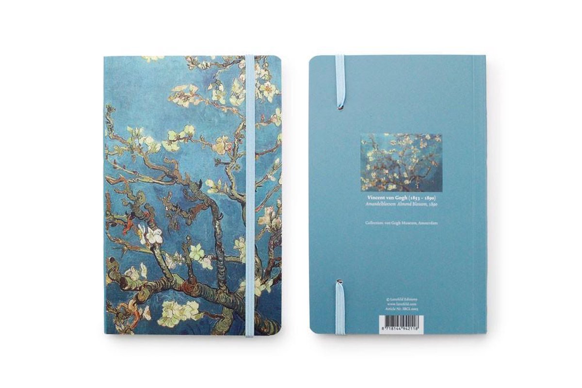 Notitieboekje A6, Amandelbloesem, Vincent van Gogh - Groenblauw