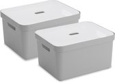 Sunware Sigma Home Opbergbox - 32L - 2 Boxen + 2 Deksels - Grijs/Transparant