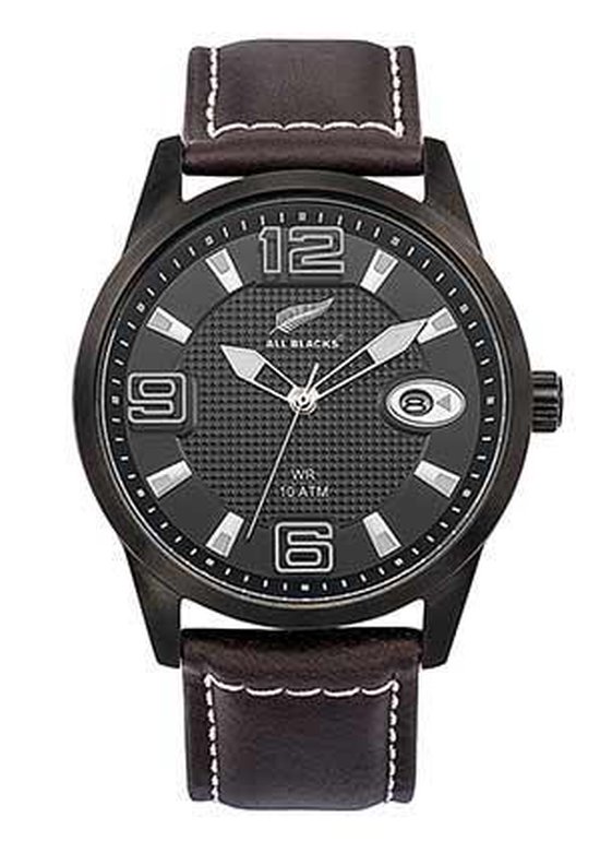 toon Interactie Klaar All Blacks 680402 analoog horloge 42 mm 100 meter bruin/ zwart | bol.com