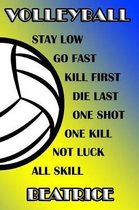 Volleyball Stay Low Go Fast Kill First Die Last One Shot One Kill Not Luck All Skill Beatrice