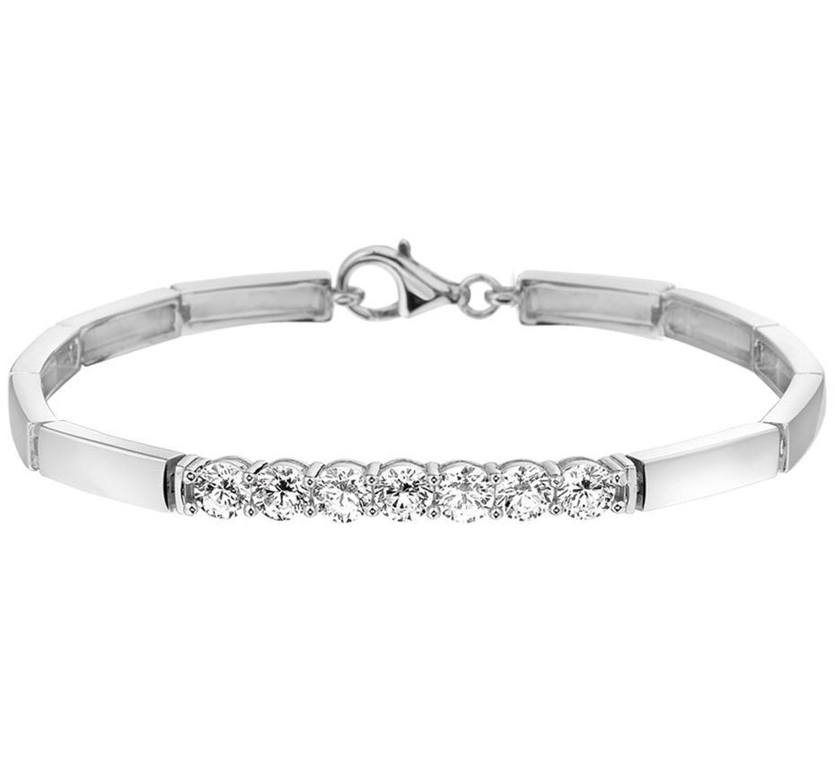 The Jewelry Collection Armband Zirkonia 4,5 mm 18,5 cm - Zilver