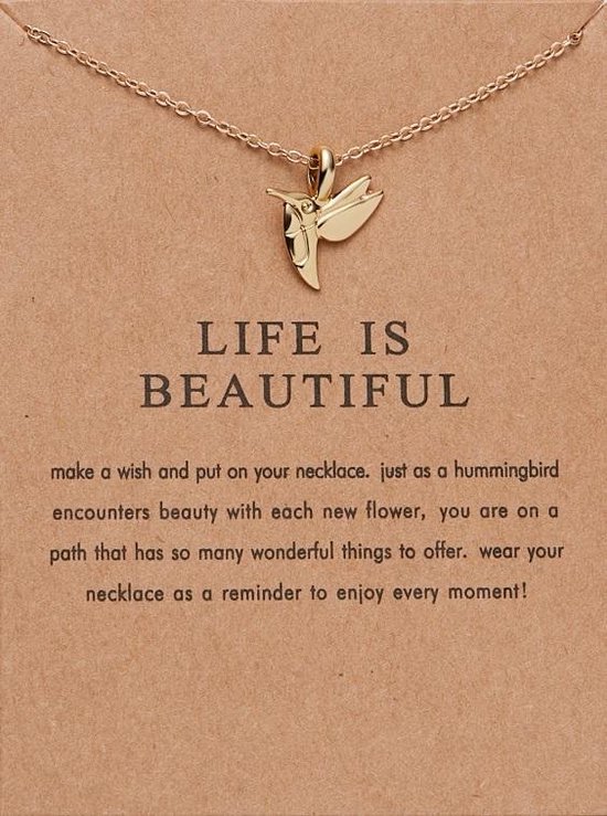 Life Is Beautiful Ketting - Kolibri hanger aan ketting - Geluksketting -  Hummingbird | bol.com