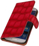 Mobieletelefoonhoesje.nl - Samsung Galaxy A3 Hoesje Glans Krokodil Bookstyle Rood