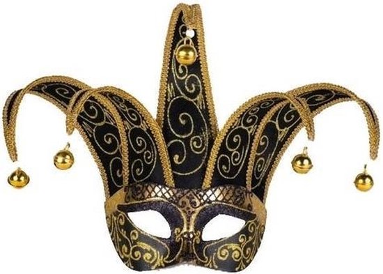 Venetiaans masker zwart met goud |