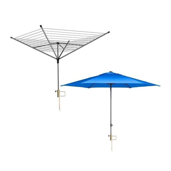 Parasol / droogmolen grondpen met handvat - 0 tot 35 mm - parasolvoeten / grondanker - Merkloos