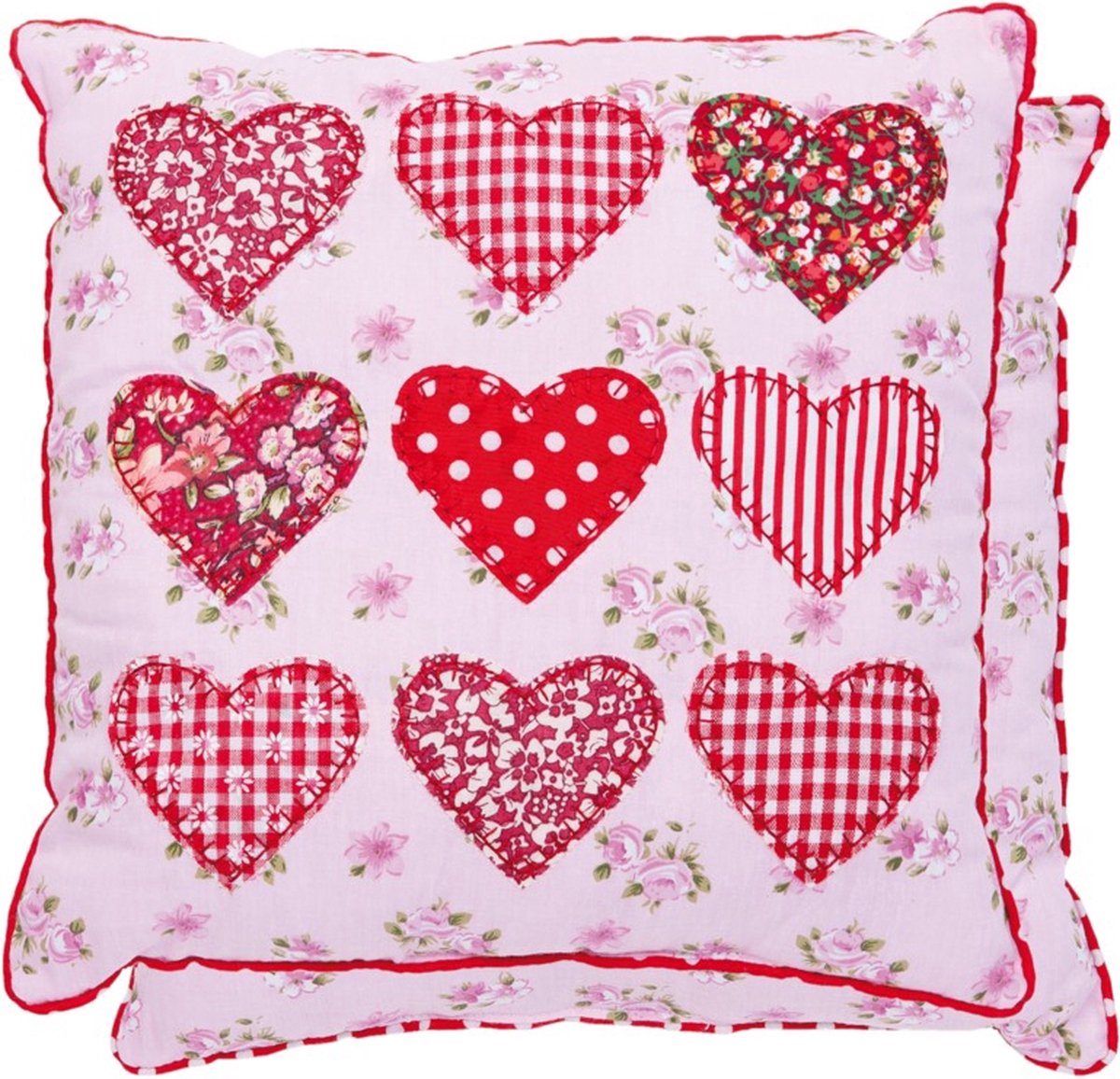 Clayre & Eef KG001.013 - Kussen gevuld - 30 x 30 cm - katoen - rood