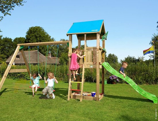 Jungle Explorer | Houten speeltoestel met schommels & klimnet