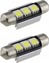 Auto C5W LEDlamp 2 stuks | LED festoon 39mm | 3-SMD xenon wit 6500K | CAN-BUS | 12 Volt