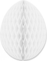 Hangdecoratie honeycomb paasei wit van papier 30 cm - Brandvertragend - Paas/pasen thema decoraties/versieringen