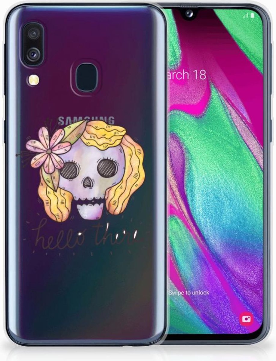 Silicone Back Case Samsung Galaxy A40 Boho Skull