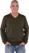 BJØRNSON Lasse Pullover Acryl Heren 4 Seizoenen - V-Hals Trui - Herentrui - Maat S - Olijfgroen