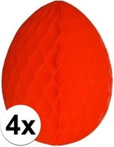 4x Decoratie paasei rood 10 cm - Paasversiering / Paasdecoratie
