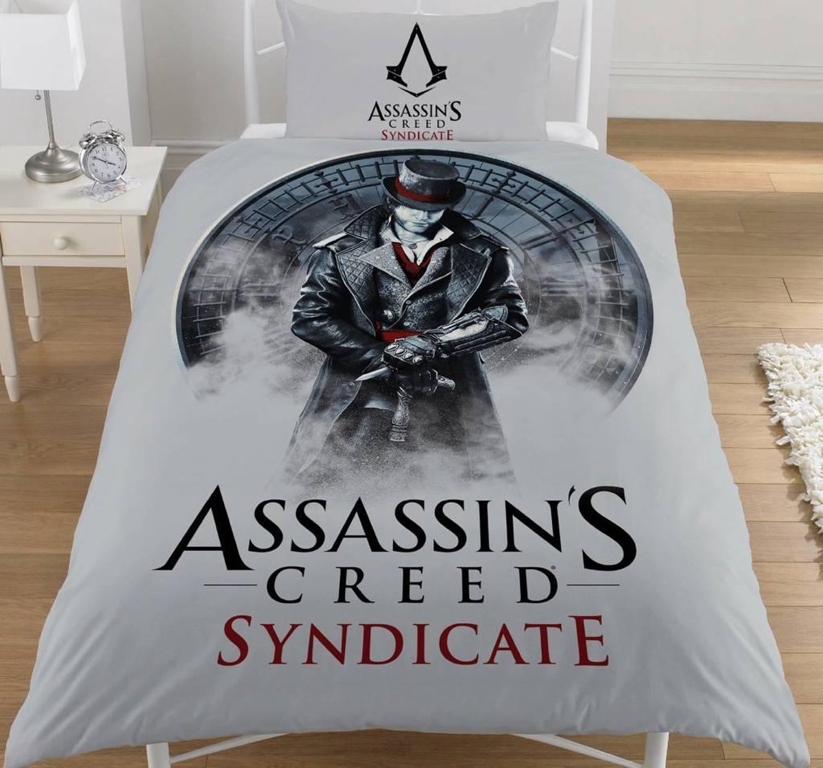 Assassin's Creed Syndicate - Dekbedovertrek - Eenpersoons - 140 x 200 cm - Grijs