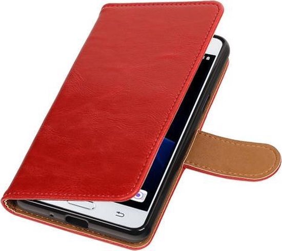 Rood Pull-Up PU booktype wallet hoesje voor Samsung Galaxy J3 Pro