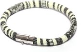 Stoffen herenarmband met magneetsluiting - Zwart/wit - Maat L