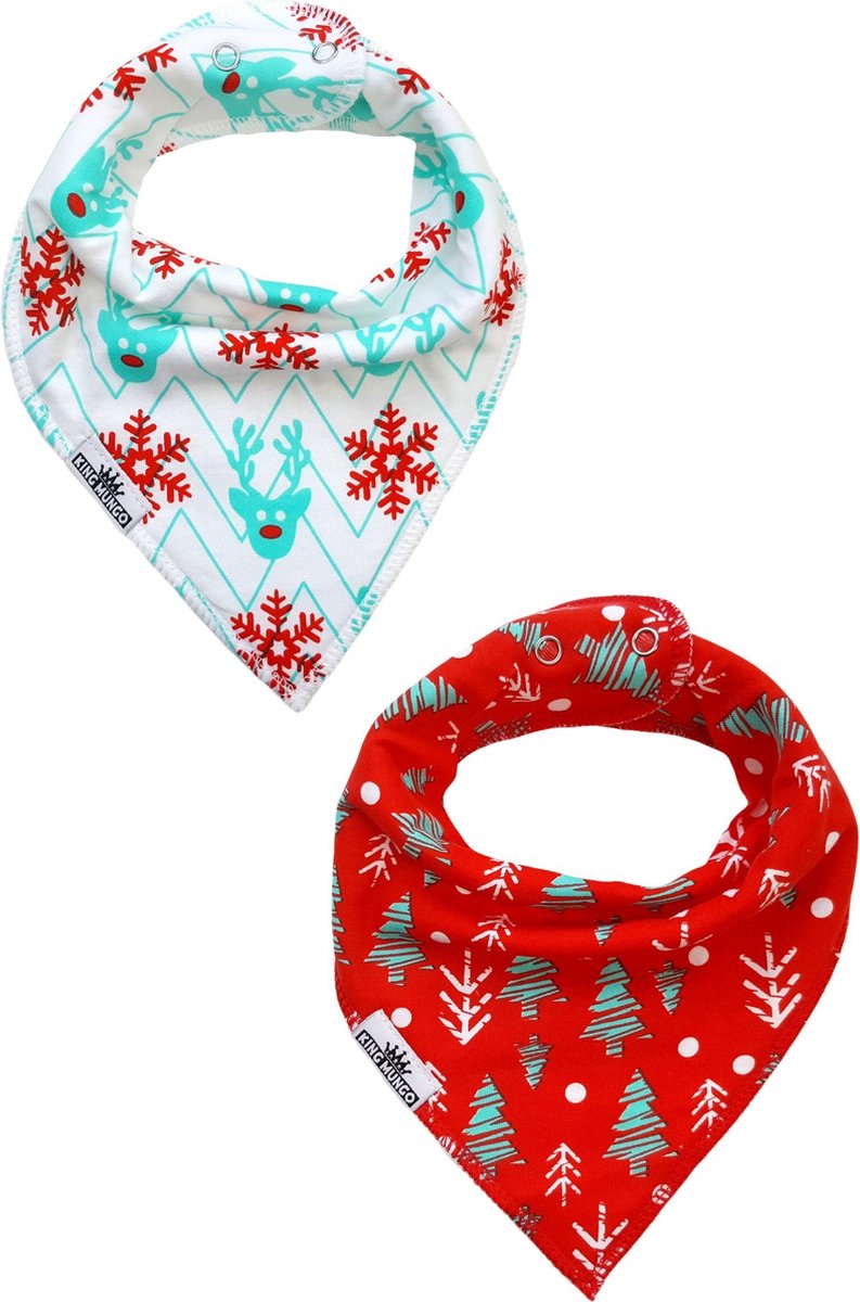 Goedkoopste Bandana slab | kwijlslab KERST | set 2 stuks baby slabbers | KMBB003