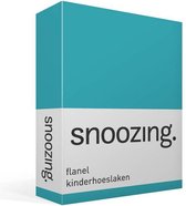 Snoozing - Flanel - Kinderhoeslaken - Ledikant - 60x120 cm - Turquoise