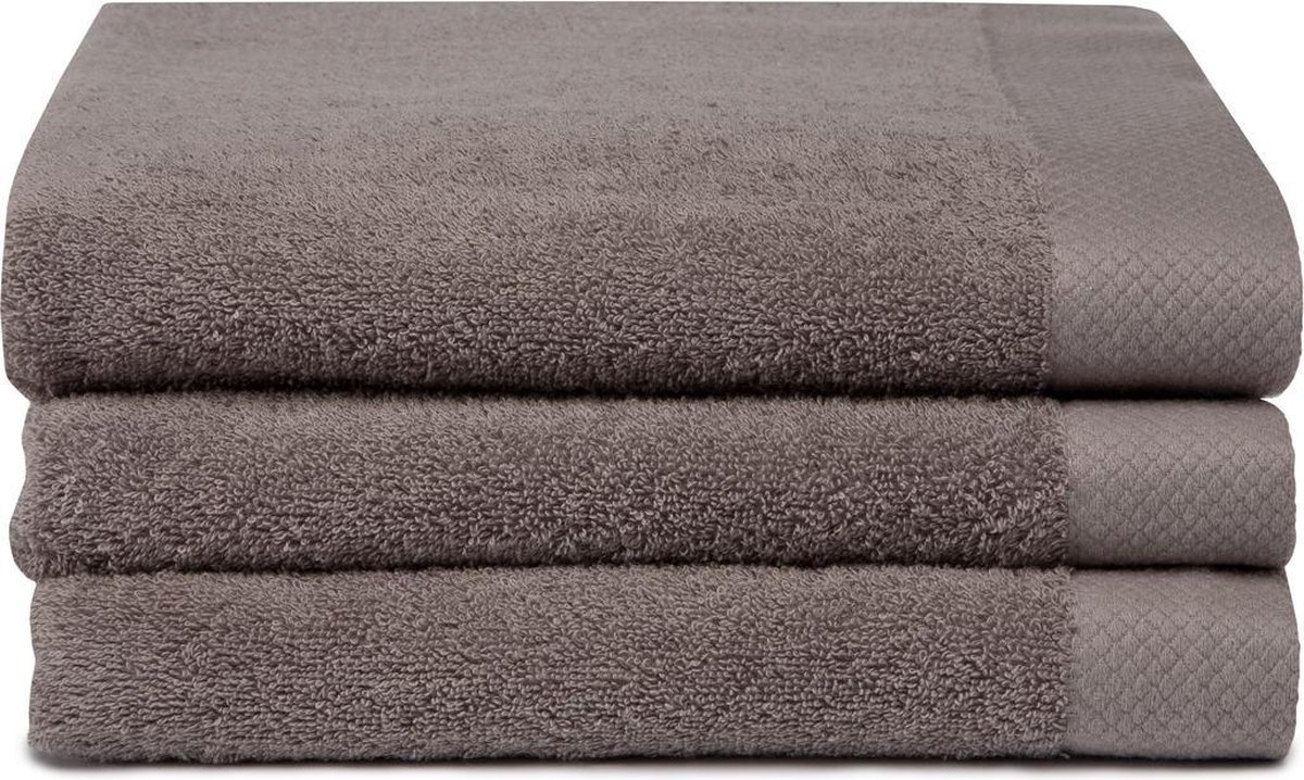Seahorse Pure Badhanddoek - Set van 3 - Katoen - Superzacht - Badstof - 60x110 cm - Cement Grijs