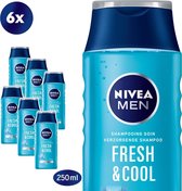 NIVEA MEN Fresh & Cool - 6 x 250 ml - Voordeelverpakking - Shampoo