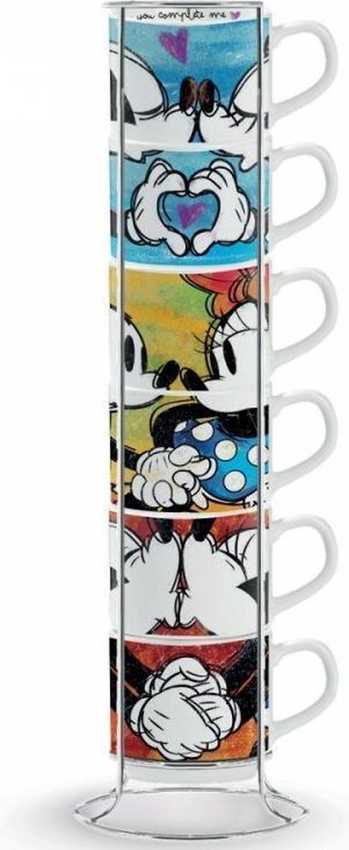 Disney Egan Porseleinen Set 6 Espressokopjes + Metalen houder – Love