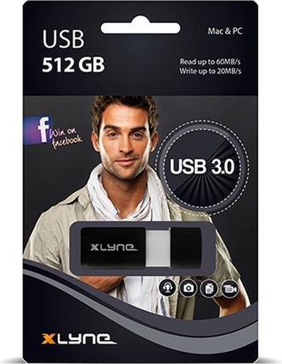Xlyne Wave 3.0 7951200 USB-stick 512 GB USB 3.2 Gen 1 (USB 3.0) Zwart, Wit