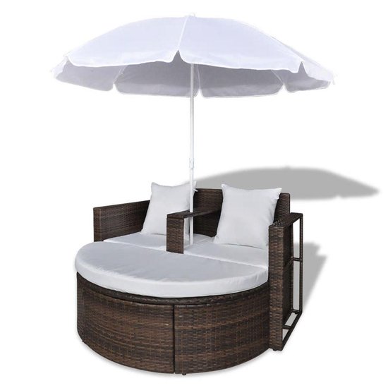 uitglijden het is nutteloos Met name Tuin Loungeset met parasol Bruin / Loungebed met parasol / Lounge set tuin  / Relax... | bol.com