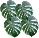 360 DEGREES - 4 groene plastic palmbladeren - Decoratie > Tafelkleden, placemats en tafellopers