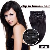 Clip in human hairextensions 55cm silky straight kleur 1b 200 Gram