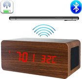 Houten wekker | Houten Qi-charger | Houten Bluetooth speaker| Houten klok - Bruin | Draadloze oplader | Xclusivewood