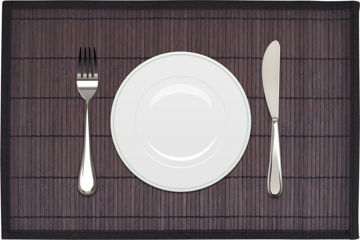 vidaXL - 6 - Placemats - bamboe - 30 - x - 45 - cm - donkerbruin