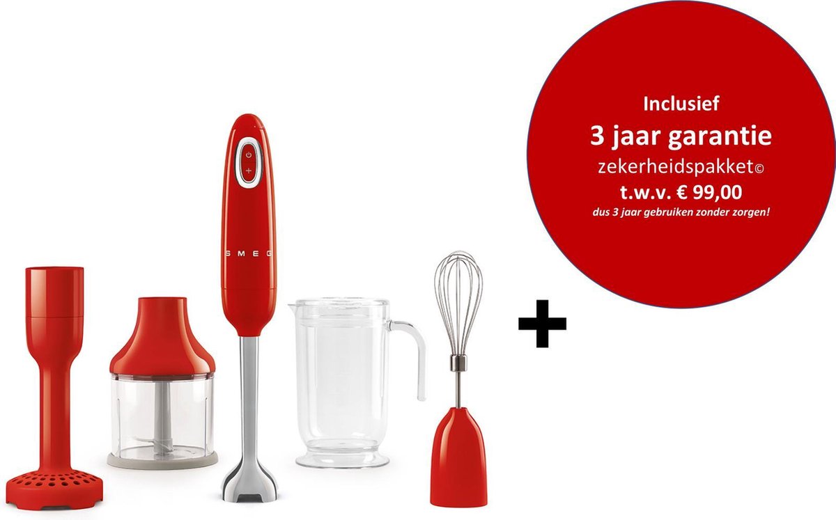 Smeg - HBF02RDEU MkIII - Staafmixer - Rood - met drie jaar garantie!