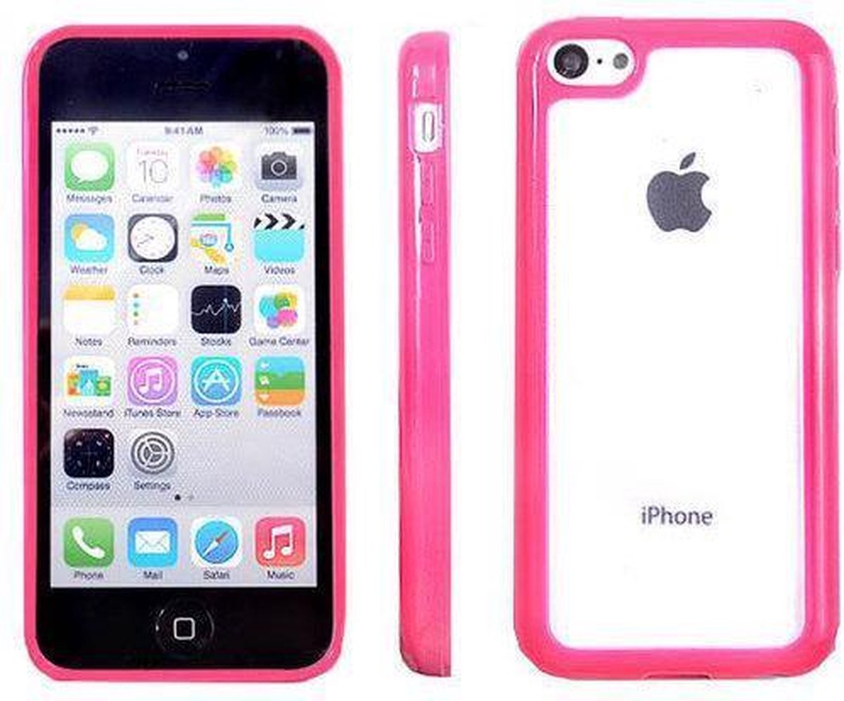 Apple iPhone 5C Hoesje Bumper case met achterkant Roze Pink