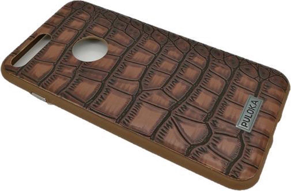 Puloka Classic Leather Series - Hard Back Cover voor Apple iPhone 6/6S - Croco Donker Bruin