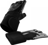 Gorilla Sports - Fitness Handschoenen - Leer - met polsbandage - S