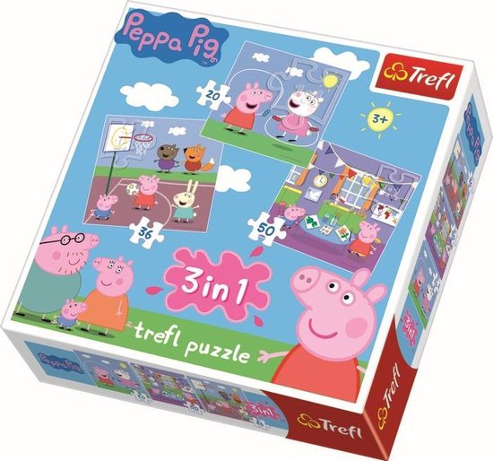 Peppa Pig Puzzel 3 in 1 - Spelen op school | bol